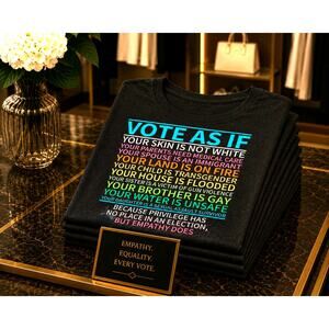 Vibrant Short Sleeve Crew Political Vote As If Tee Shirt Deep Gray size M (6)